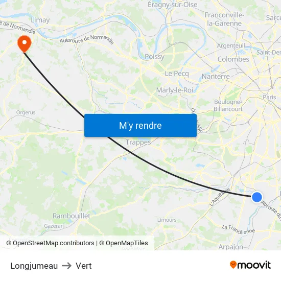 Longjumeau to Vert map