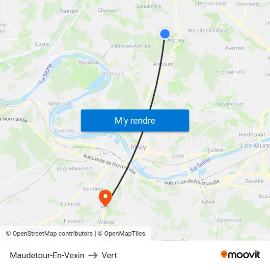 Maudetour-En-Vexin to Vert map