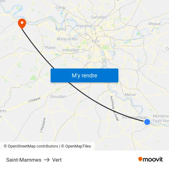 Saint-Mammes to Vert map