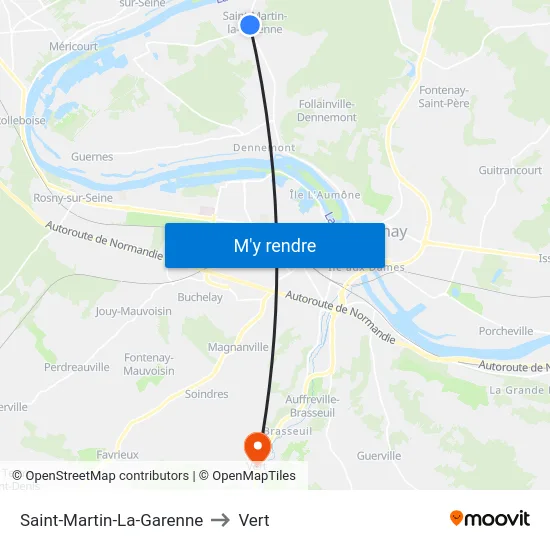 Saint-Martin-La-Garenne to Vert map