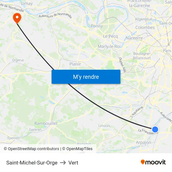 Saint-Michel-Sur-Orge to Vert map