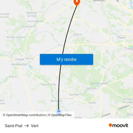 Saint-Piat to Vert map