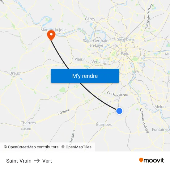 Saint-Vrain to Vert map