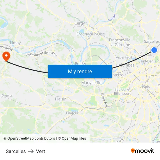 Sarcelles to Vert map