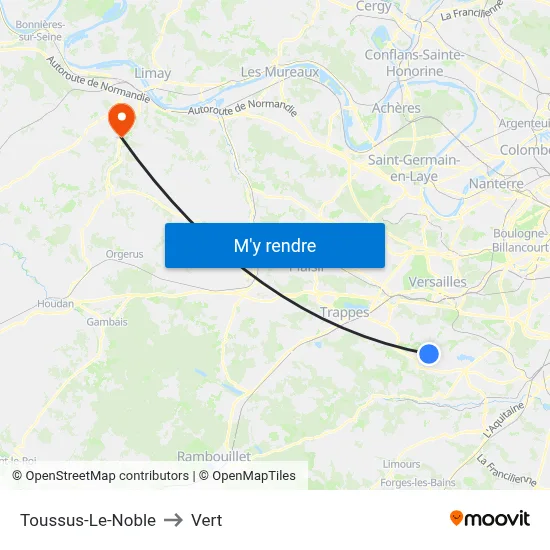 Toussus-Le-Noble to Vert map