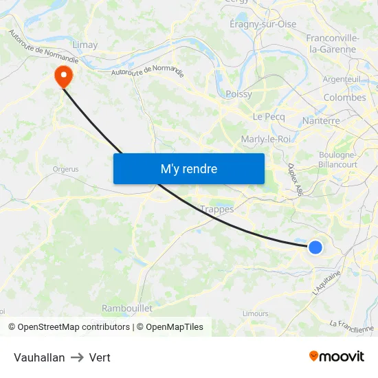 Vauhallan to Vert map