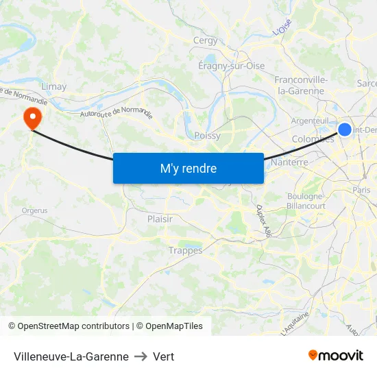 Villeneuve-La-Garenne to Vert map
