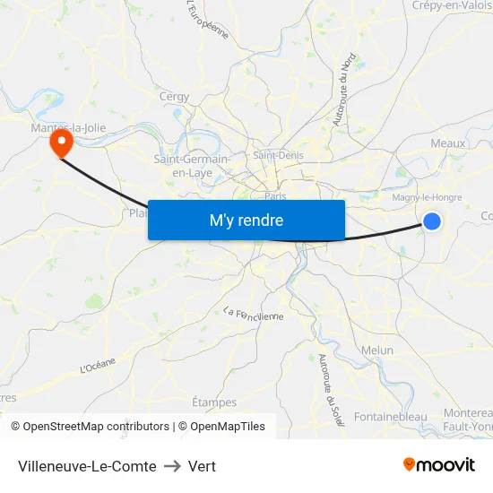 Villeneuve-Le-Comte to Vert map
