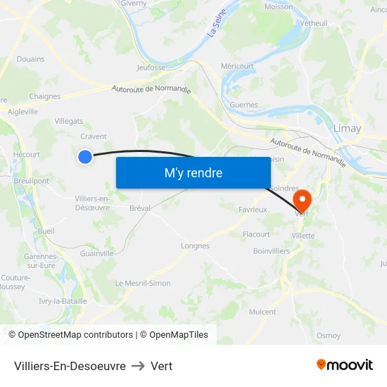 Villiers-En-Desoeuvre to Vert map