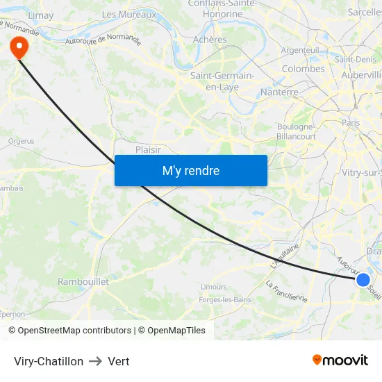 Viry-Chatillon to Vert map