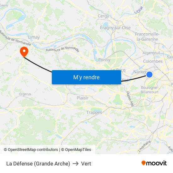 La Défense (Grande Arche) to Vert map