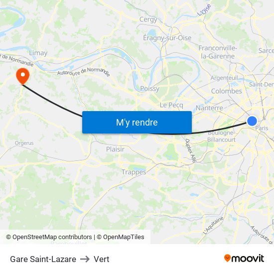 Gare Saint-Lazare to Vert map