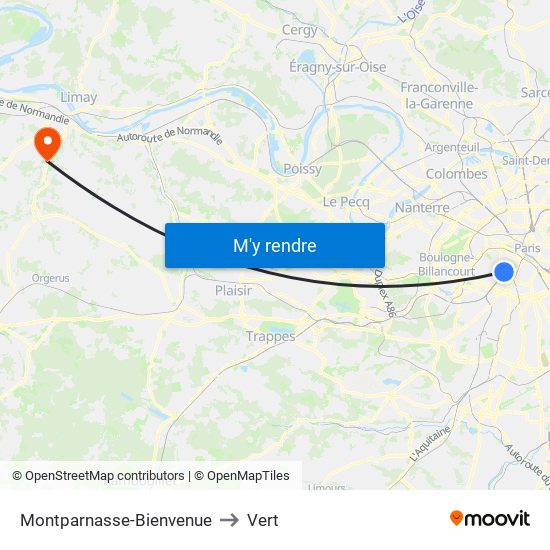 Montparnasse-Bienvenue to Vert map