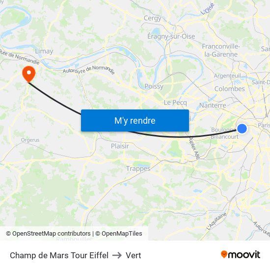 Champ de Mars Tour Eiffel to Vert map