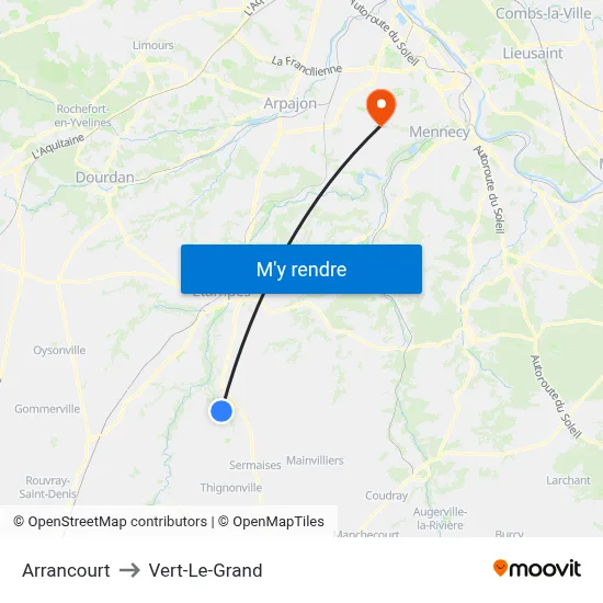 Arrancourt to Vert-Le-Grand map