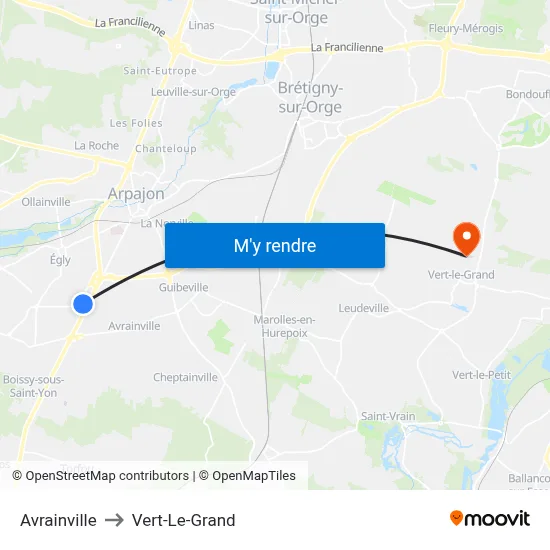 Avrainville to Vert-Le-Grand map