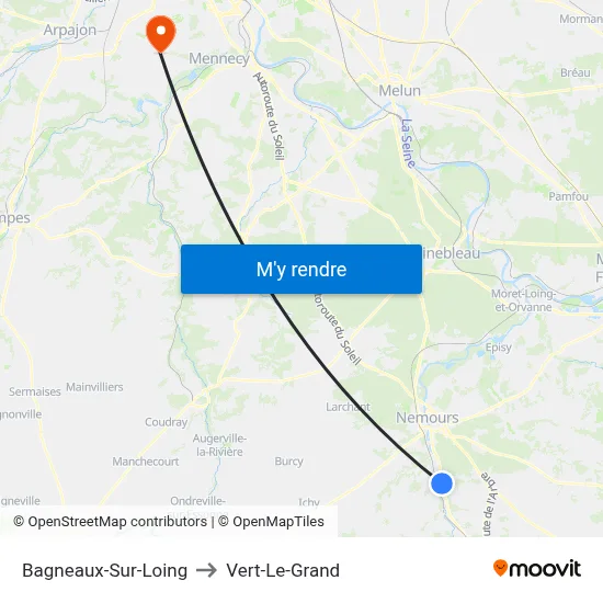 Bagneaux-Sur-Loing to Vert-Le-Grand map