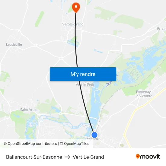Ballancourt-Sur-Essonne to Vert-Le-Grand map
