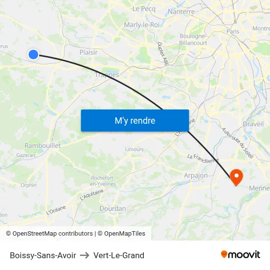 Boissy-Sans-Avoir to Vert-Le-Grand map