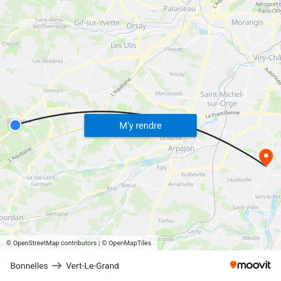 Bonnelles to Vert-Le-Grand map