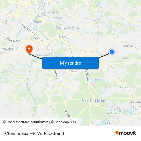 Champeaux to Vert-Le-Grand map