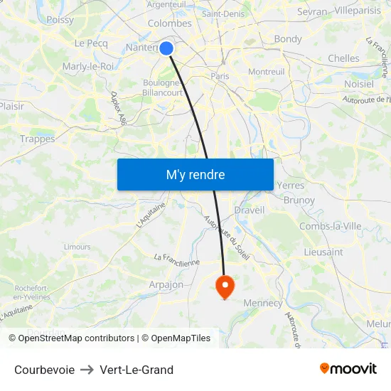 Courbevoie to Vert-Le-Grand map