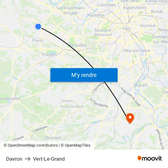 Davron to Vert-Le-Grand map