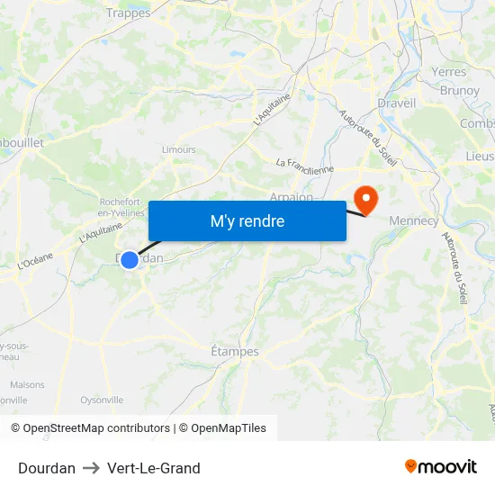 Dourdan to Vert-Le-Grand map