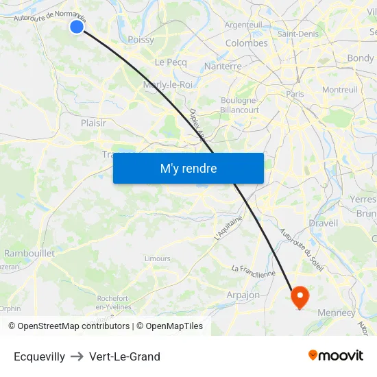 Ecquevilly to Vert-Le-Grand map