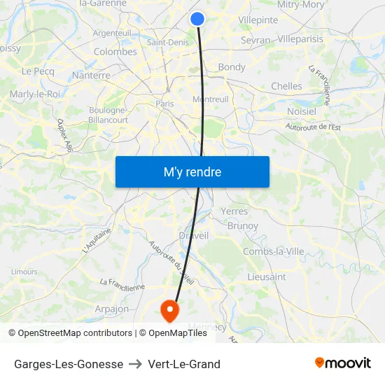 Garges-Les-Gonesse to Vert-Le-Grand map