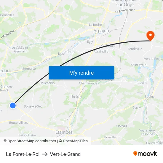 La Foret-Le-Roi to Vert-Le-Grand map