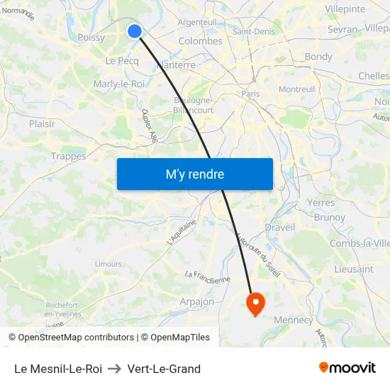 Le Mesnil-Le-Roi to Vert-Le-Grand map