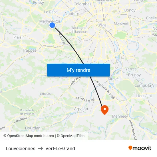 Louveciennes to Vert-Le-Grand map