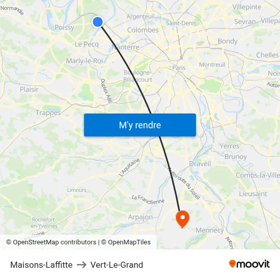 Maisons-Laffitte to Vert-Le-Grand map