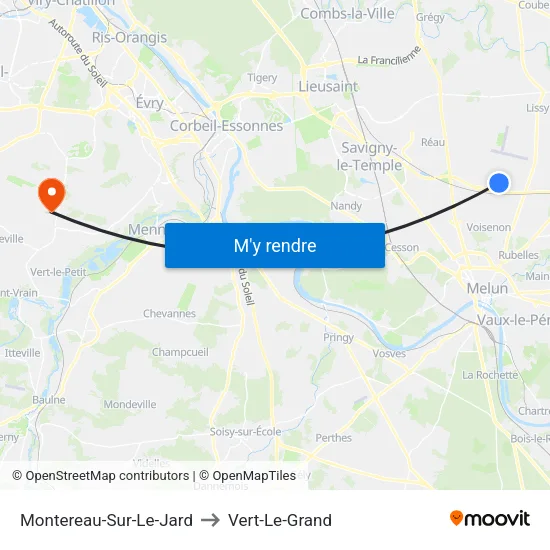Montereau-Sur-Le-Jard to Vert-Le-Grand map