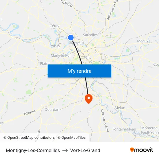 Montigny-Les-Cormeilles to Vert-Le-Grand map
