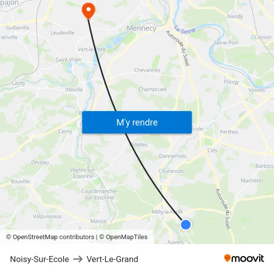 Noisy-Sur-Ecole to Vert-Le-Grand map
