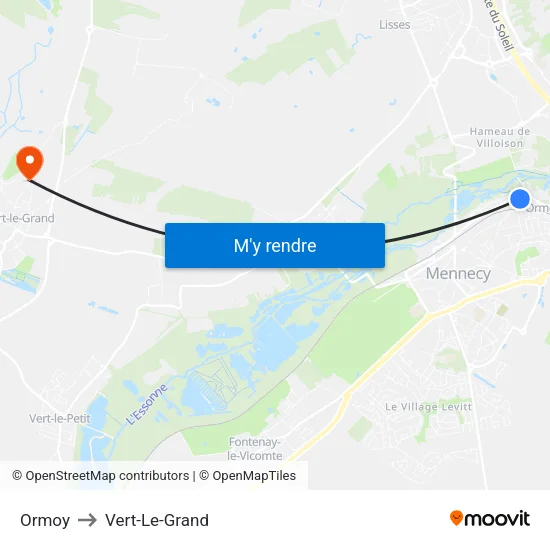 Ormoy to Vert-Le-Grand map