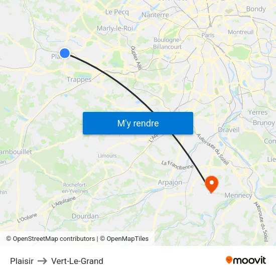 Plaisir to Vert-Le-Grand map