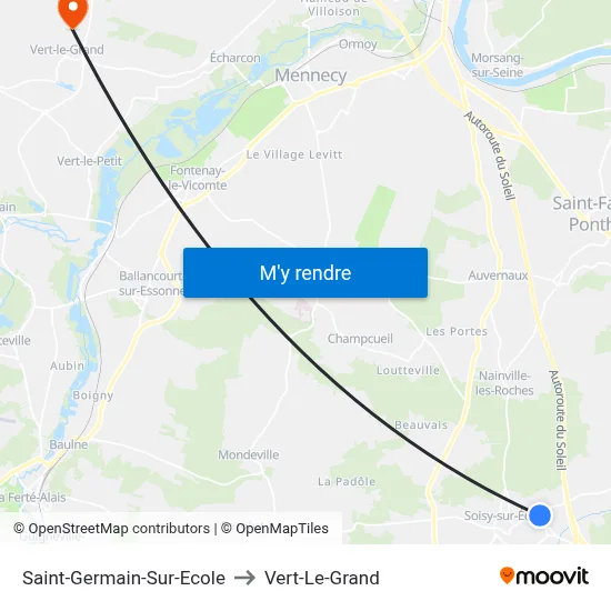 Saint-Germain-Sur-Ecole to Vert-Le-Grand map
