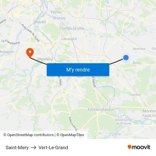 Saint-Mery to Vert-Le-Grand map