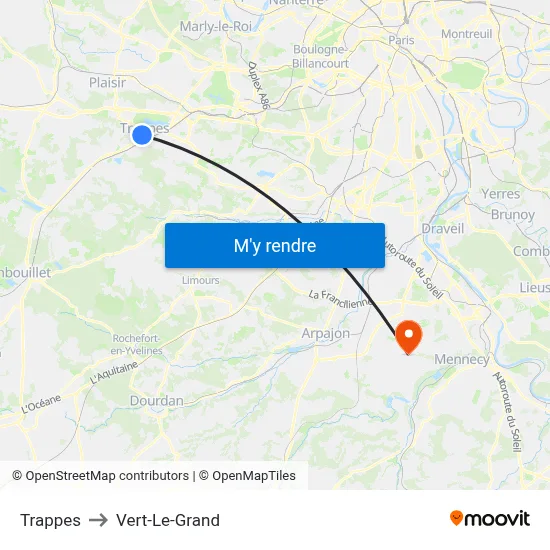 Trappes to Vert-Le-Grand map