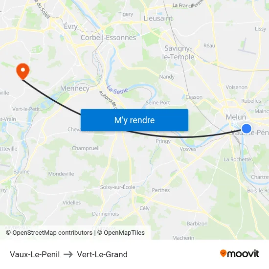Vaux-Le-Penil to Vert-Le-Grand map