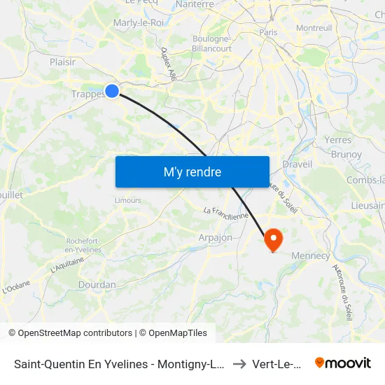 Saint-Quentin En Yvelines - Montigny-Le-Bretonneux to Vert-Le-Grand map