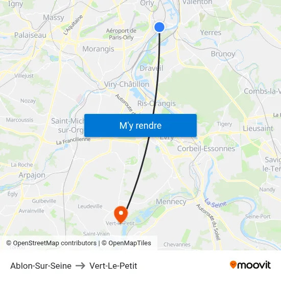 Ablon-Sur-Seine to Vert-Le-Petit map