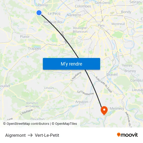 Aigremont to Vert-Le-Petit map
