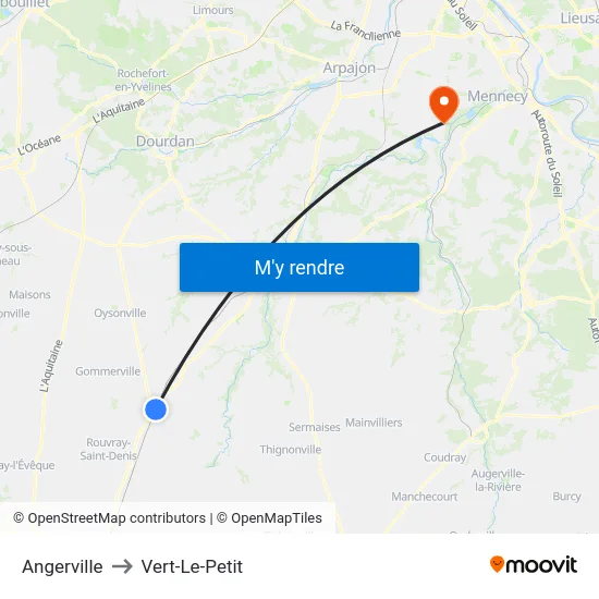 Angerville to Vert-Le-Petit map