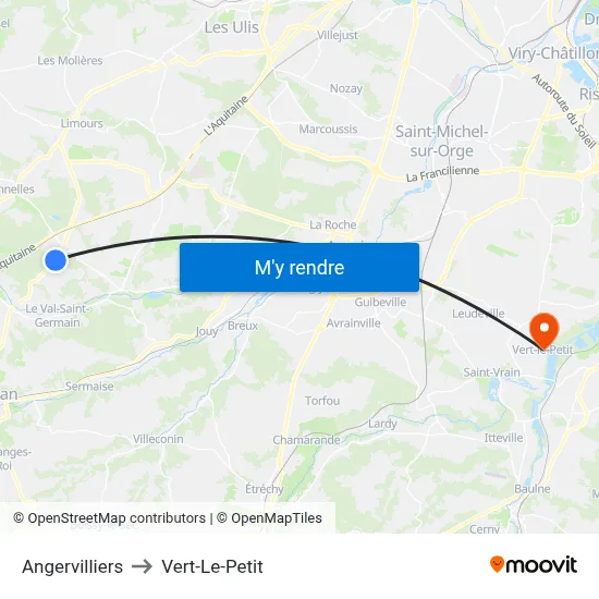 Angervilliers to Vert-Le-Petit map