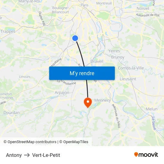 Antony to Vert-Le-Petit map
