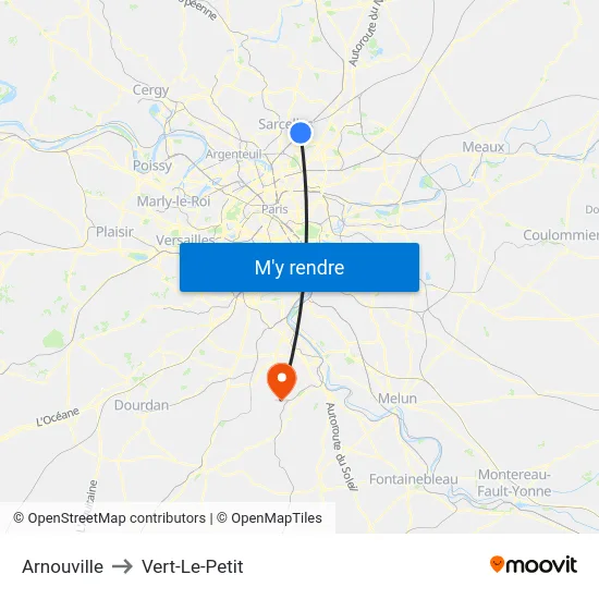 Arnouville to Vert-Le-Petit map